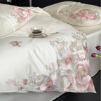 Bedding Set Satin Floral Relief Embroidery 4-Piece