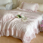 Bedding Set Satin Jacquard Floral Duvet Cover & Pillowcases