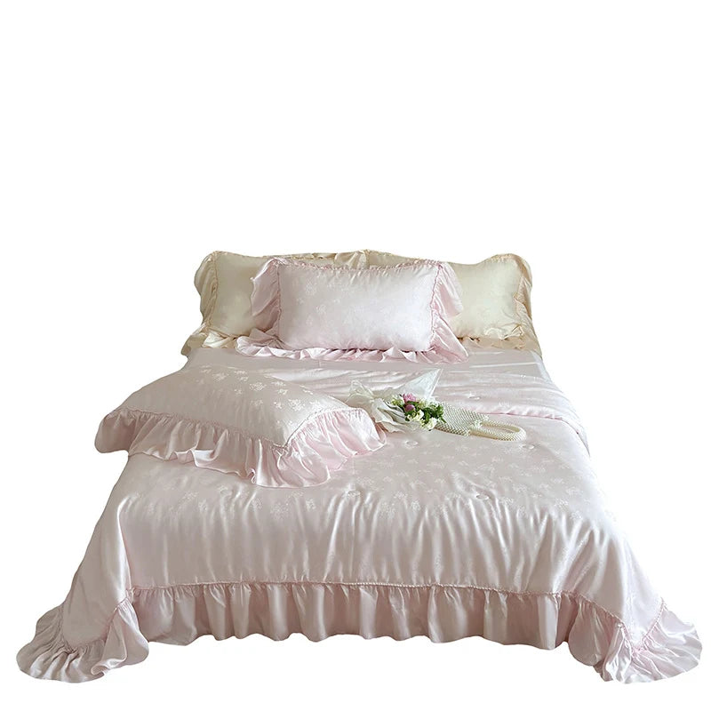 Bedding Set Satin Jacquard Floral Duvet Cover & Pillowcases