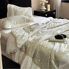 Bedding Set Satin Jacquard Gathered Ruffle Pillowcases Included