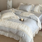 Bedding Set Satin Jacquard & Pleated Ruffle