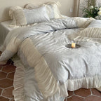 Bedding Set Satin Jacquard & Pleated Ruffle