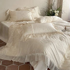 Bedding Set Satin Jacquard & Pleated Ruffle