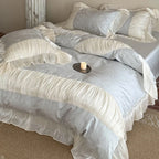Bedding Set Satin Jacquard & Pleated Ruffle
