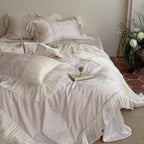 Bedding Set Satin Jacquard & Pleated Ruffle