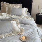 Bedding Set Satin Jacquard Pleated Ruffles