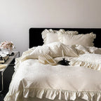 Bedding Set Satin Jacquard Ruffled Edges Machine Washable