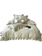 Bedding Set Satin Jacquard Ruffled Edges Machine Washable