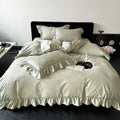 Bedding Set Satin Jacquard Ruffled Edges Machine Washable