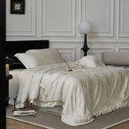 Bedding Set Satin Jacquard Subtle Floral Fine Piping