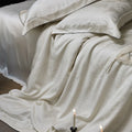 Bedding Set Satin Jacquard Subtle Floral Fine Piping