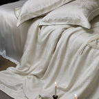 Bedding Set Satin Jacquard Subtle Floral Fine Piping