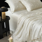 Bedding Set Satin Jacquard Subtle Floral Fine Piping