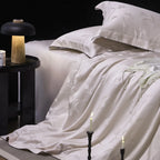 Bedding Set Satin Jacquard Subtle Floral Fine Piping
