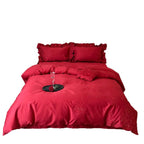 Bedding Set Satin Look Rose Embroidery Four Piece