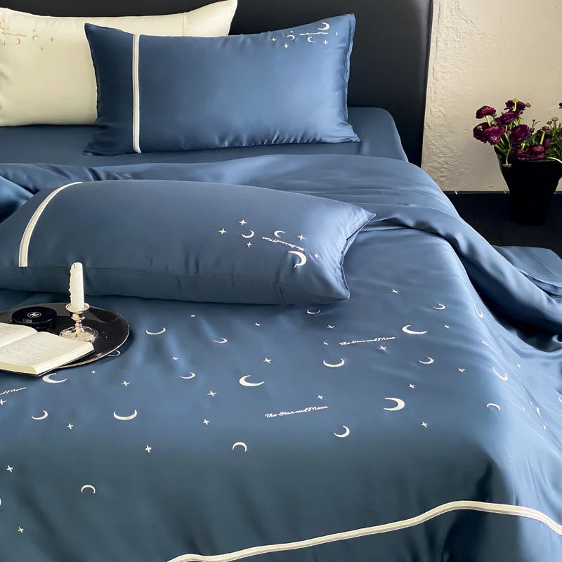Bedding Set Satin Moon & Star Motif