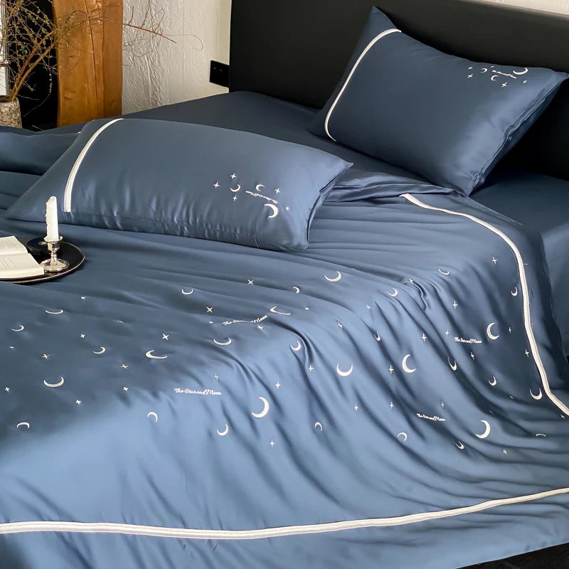 Bedding Set Satin Moon & Star Motif