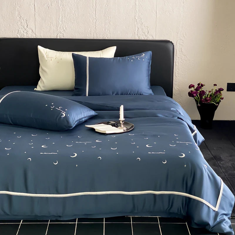Bedding Set Satin Moon & Star Motif