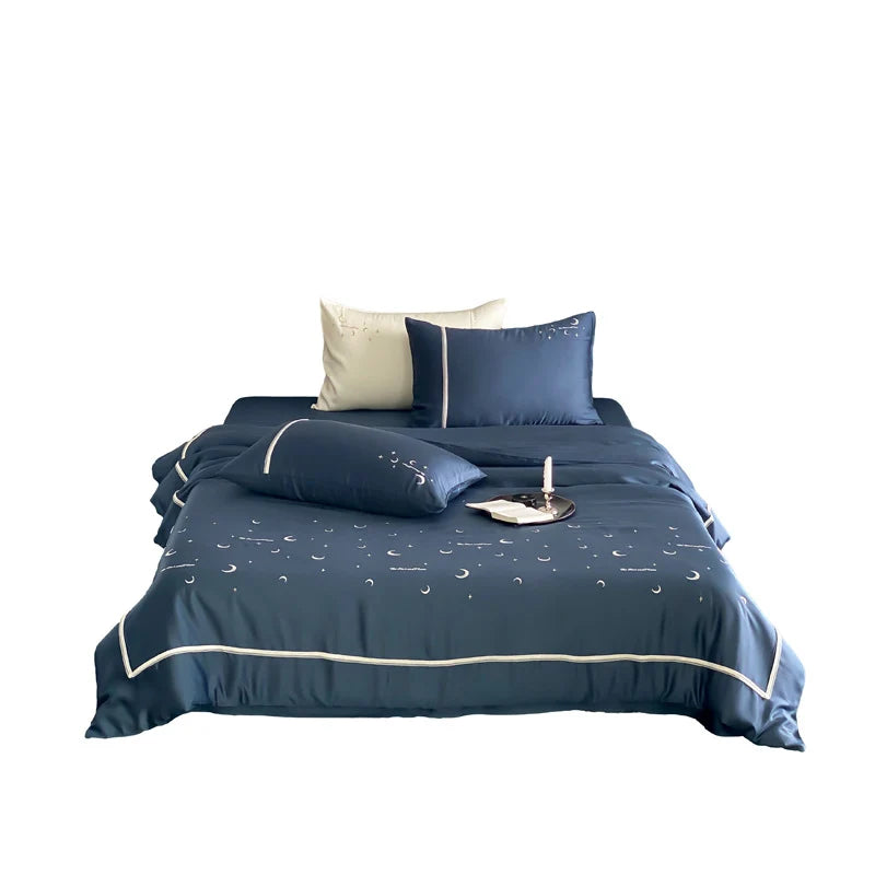 Bedding Set Satin Moon & Star Motif