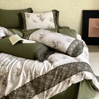 Bedding Set Satin Reversible Floral & Lace Trim