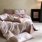 Bedding Set Satin Reversible Floral & Lace Trim