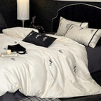 Bedding Set Satin Temperature-Regulating Floral Embroidery
