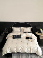Bedding Set Satin Temperature-Regulating Floral Embroidery