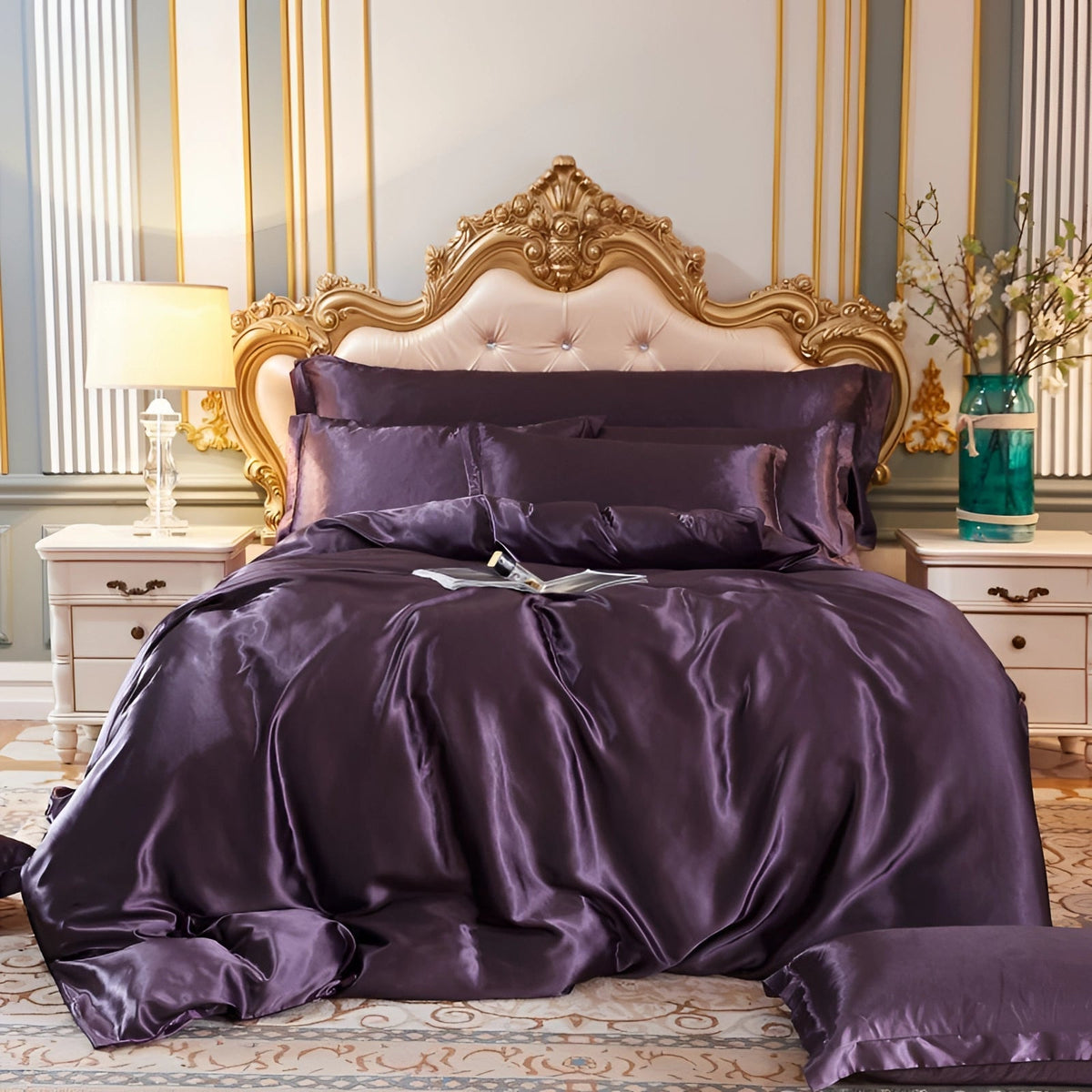 Bedding Set Silk Hypoallergenic & Thermal-Regulating 4-Piece Fitted