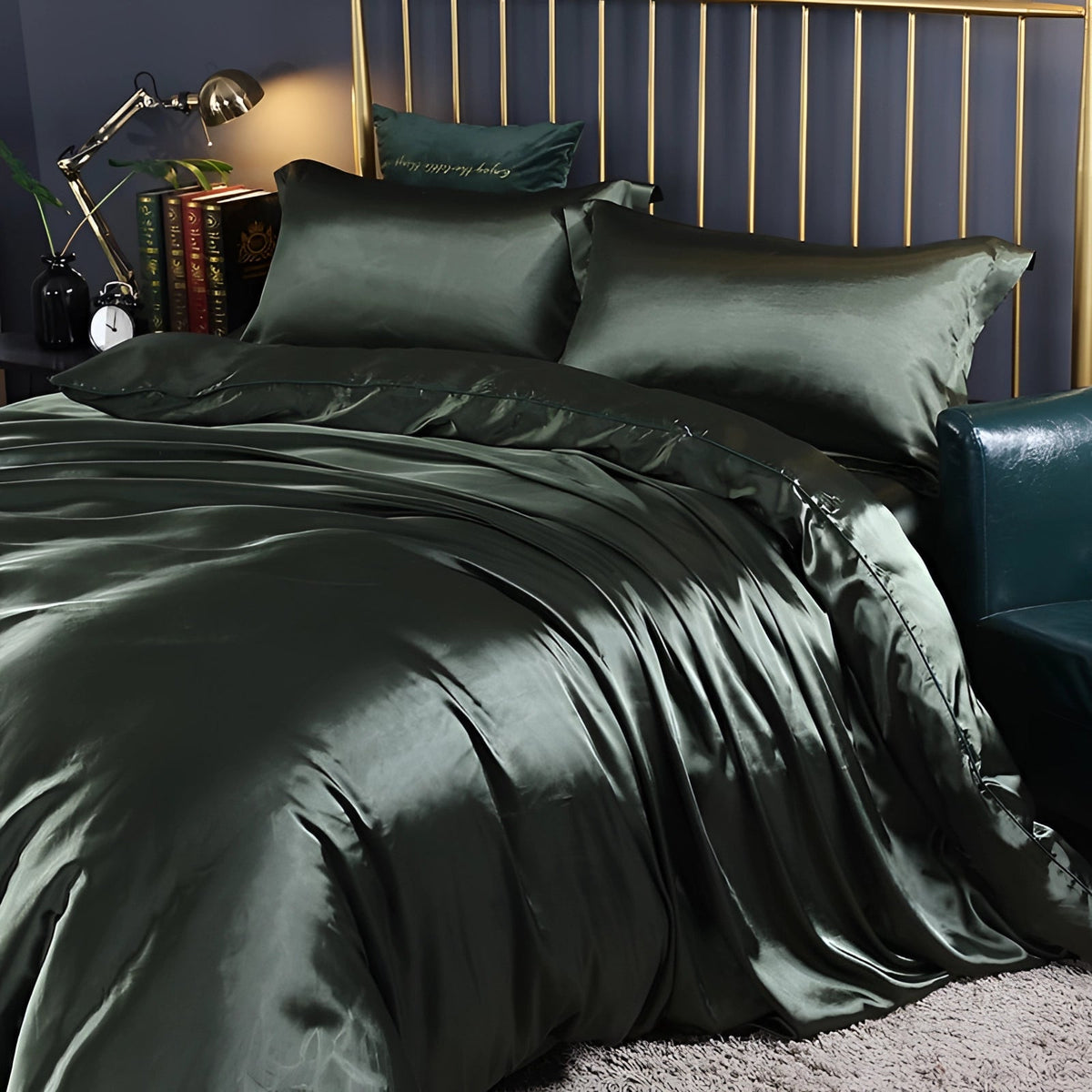 Bedding Set Silk Hypoallergenic & Thermal-Regulating 4-Piece Fitted