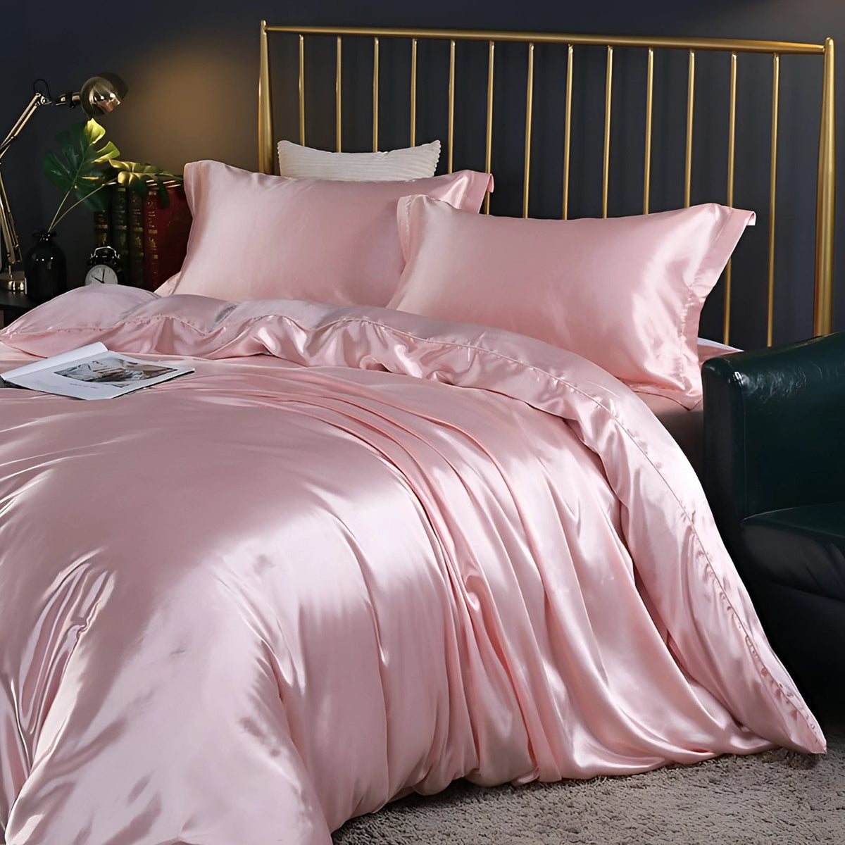 Bedding Set Silk Hypoallergenic & Thermal-Regulating 4-Piece Fitted