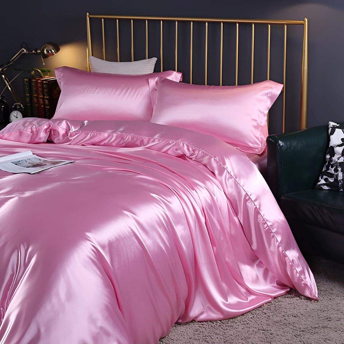 Bedding Set Silk Hypoallergenic & Thermal-Regulating 4-Piece Fitted