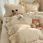 Bedding Set Silky Milk Fiber Lace Edge