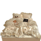 Bedding Set Silky Milk Fiber Lace Edge
