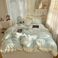 Bedding Set Silky Milk Fiber Lace Edge