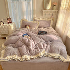 Bedding Set Silky Milk Fiber Lace Edge
