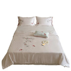 Bedding Set Silky Satin Floral Embroidery Machine Washable