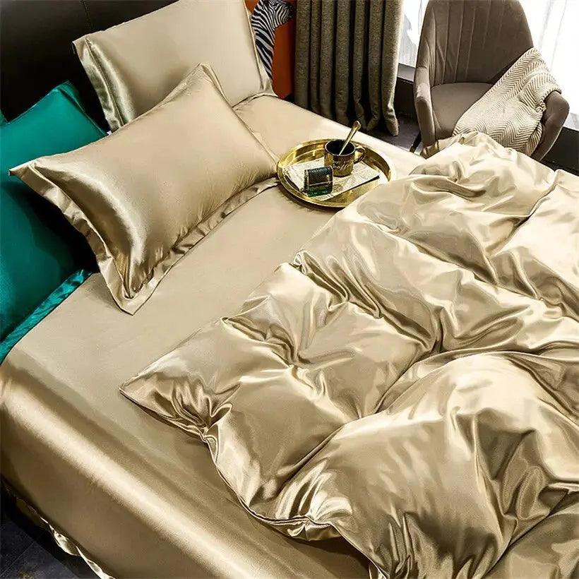 Bedding Set Silky-Smooth Faux Silk Breathable & Wrinkle-Resistant
