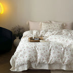 Bedding Set Soft Breathable Cotton Floral Lace Ruffle