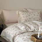 Bedding Set Soft Breathable Cotton Floral Lace Ruffle