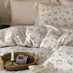 Bedding Set Soft Breathable Cotton Floral Lace Ruffle