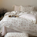 Bedding Set Soft Breathable Cotton Floral Lace Ruffle