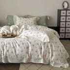 Bedding Set Soft Breathable Cotton Floral Lace Ruffle
