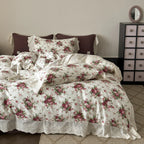 Bedding Set Soft Breathable Cotton Floral Lace Ruffle