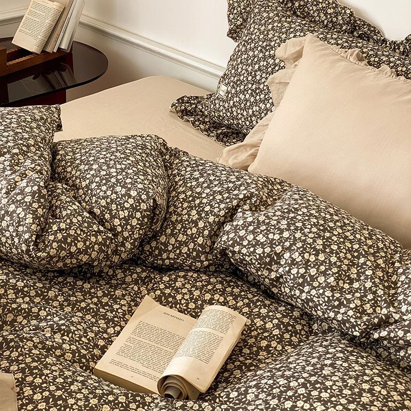 Bedding Set Soft Cotton Floral Ruffle Concealed Zipper