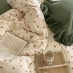 Bedding Set Soft Cotton Floral Ruffle Concealed Zipper