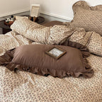 Bedding Set Soft Cotton Floral Ruffle Concealed Zipper