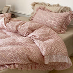 Bedding Set Soft Cotton Floral Ruffle Concealed Zipper