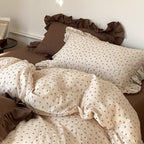 Bedding Set Soft Cotton Floral Ruffle Concealed Zipper