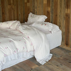 Bedding Set Soft Cotton Rose Embroidery & Ruffle Trim