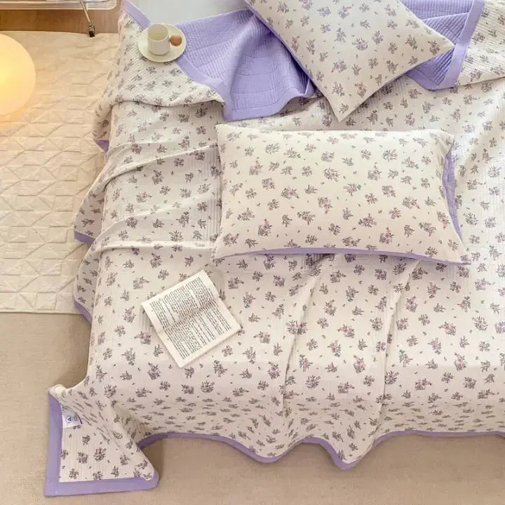 Bedding Set Soft Microfiber Floral Design Hidden Zipper